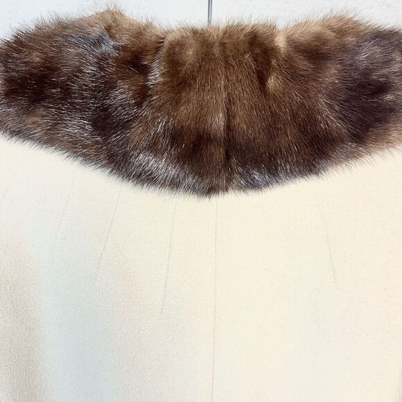 Vintage 50s 100% Cashmere Mink Fur Collar Swing Pea Coat Luxury Like Lilli Ann M - Picture 6 of 11